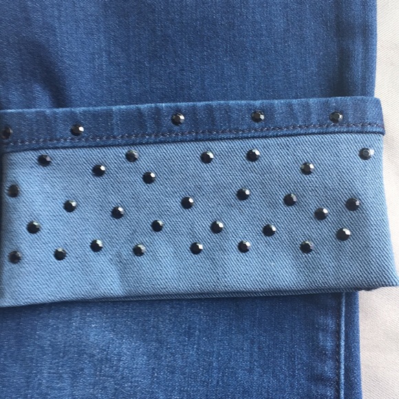 Micheal Kors Izzy Skinny Jewel Cuffed Jeans NWT - Picture 5 of 8